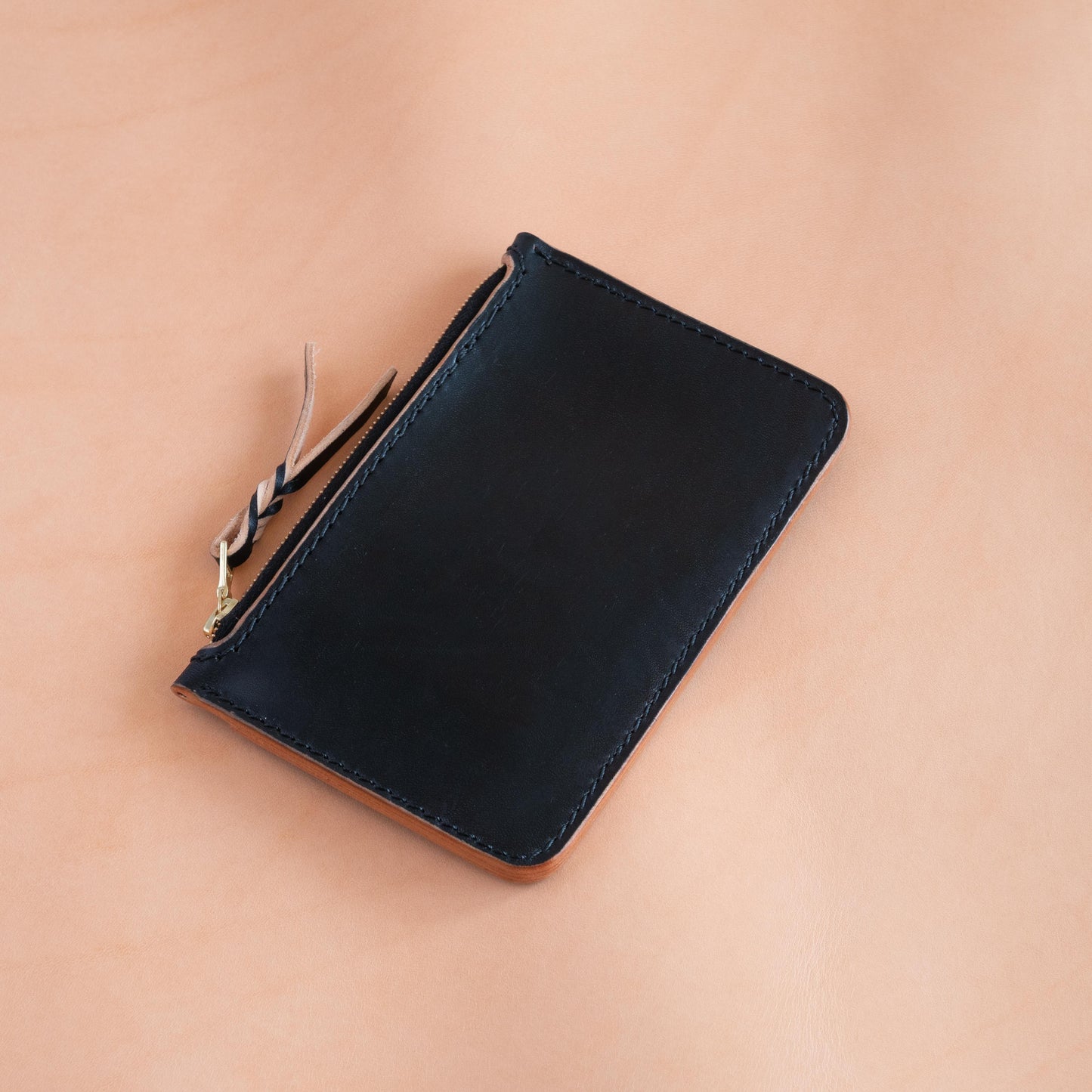 Long Zip Wallet / Black / Black Polyester Thread / Maryam Horse Hide