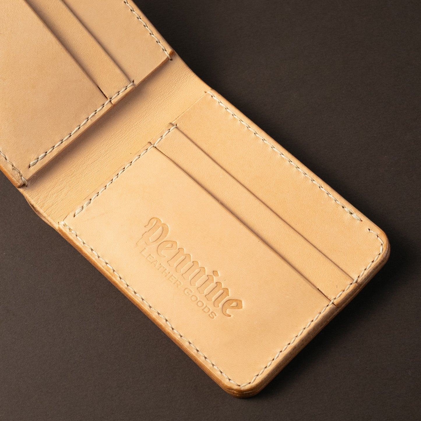 Classic Bifold Wallet / Shell Cordovan Black & Natural Veg Tan / Ivory Polyester Thread