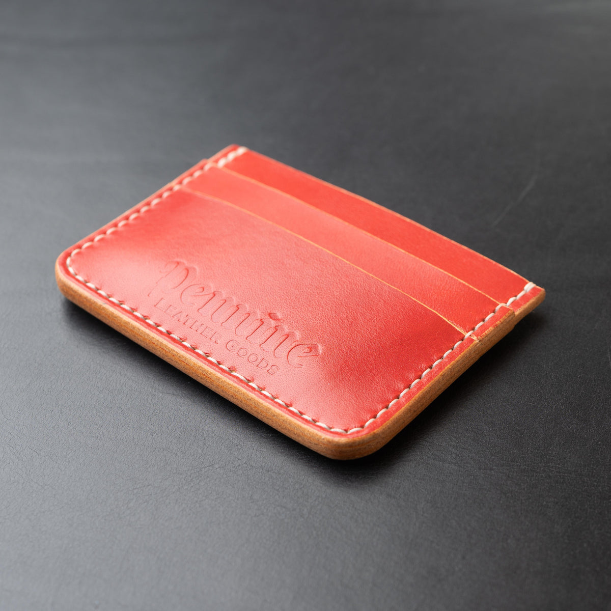 5 Pocket Card Holder / Red / White Thread