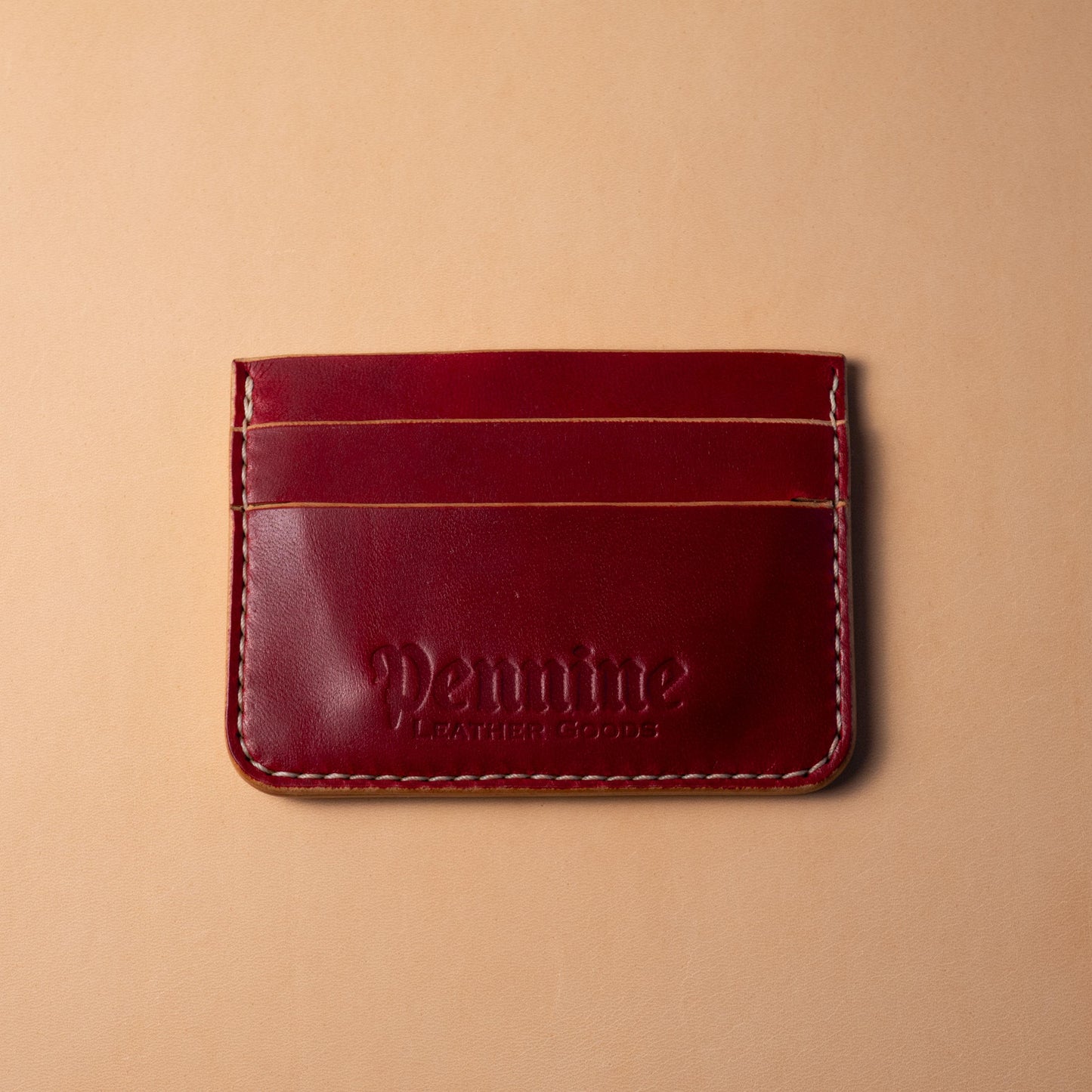 5 Pocket Card Holder / Crimson Red / White Polyester Thread / Maryam Horse Hide