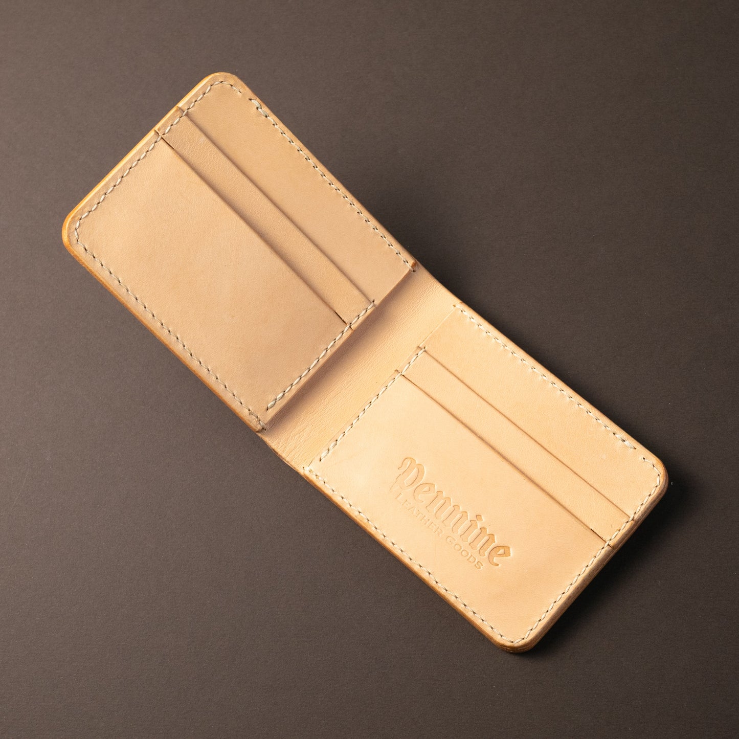 Classic Bifold Wallet / Shell Cordovan Black & Natural Veg Tan / Ivory Polyester Thread