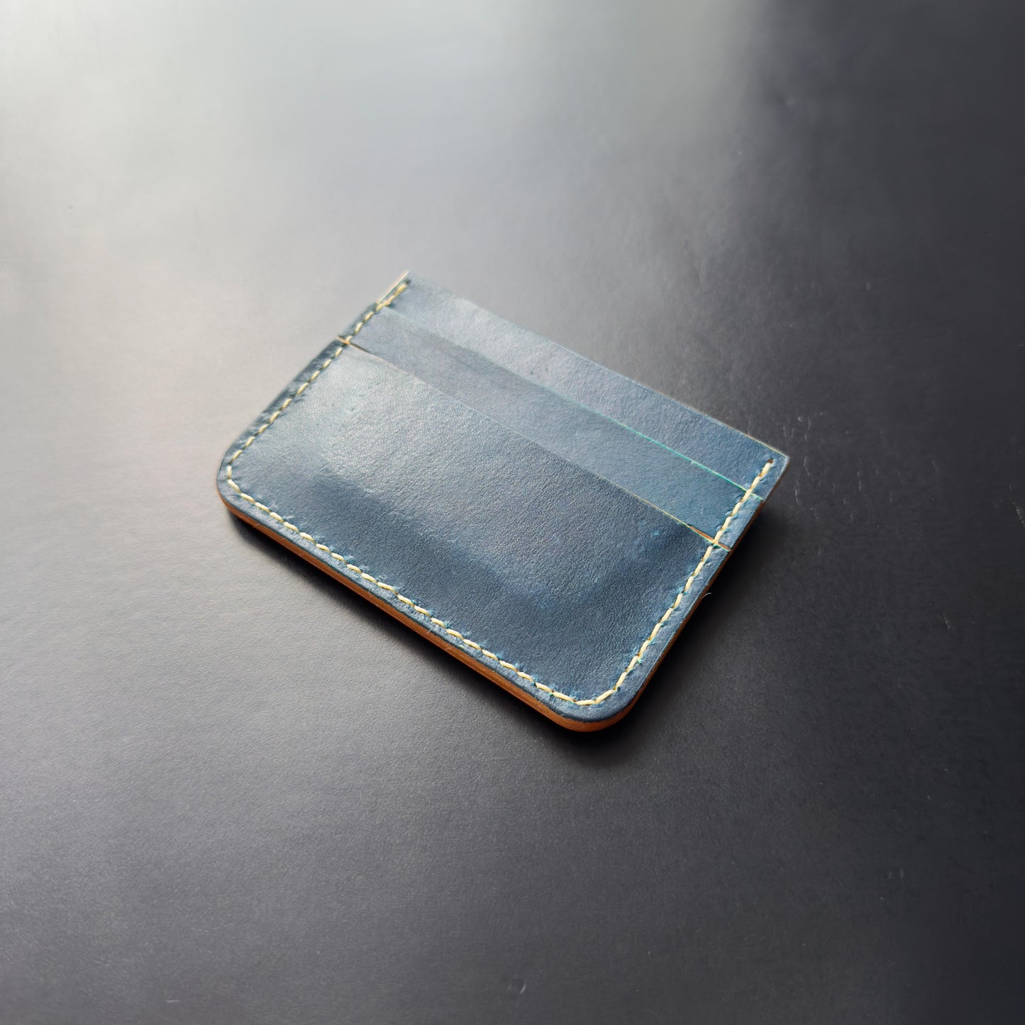 5 Pocket Card Holder / Cobalt Blue / Ivory Polyester Thread