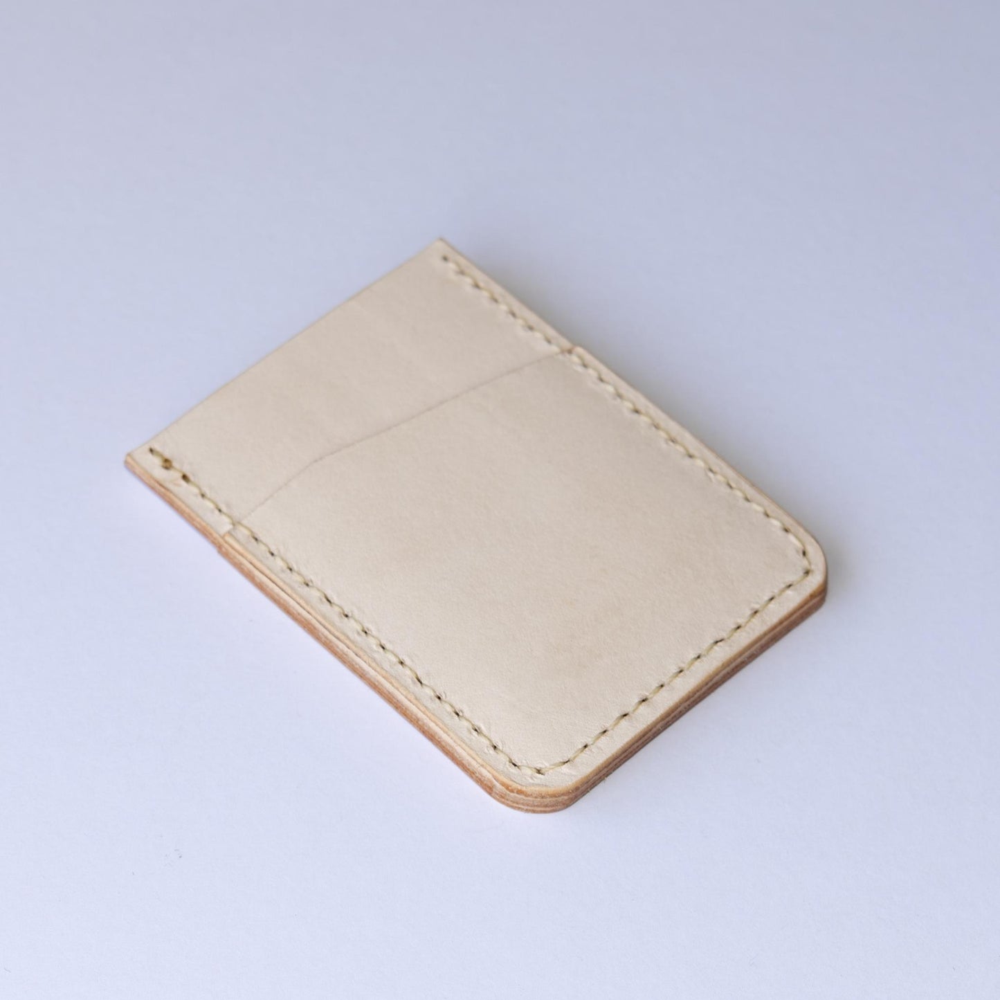 Natural Leather Card Sleeve Back View