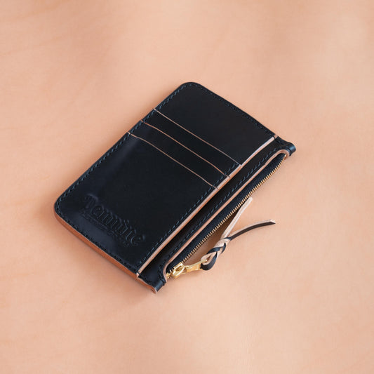 Long Zip Wallet / Black / Black Polyester Thread / Maryam Horse Hide