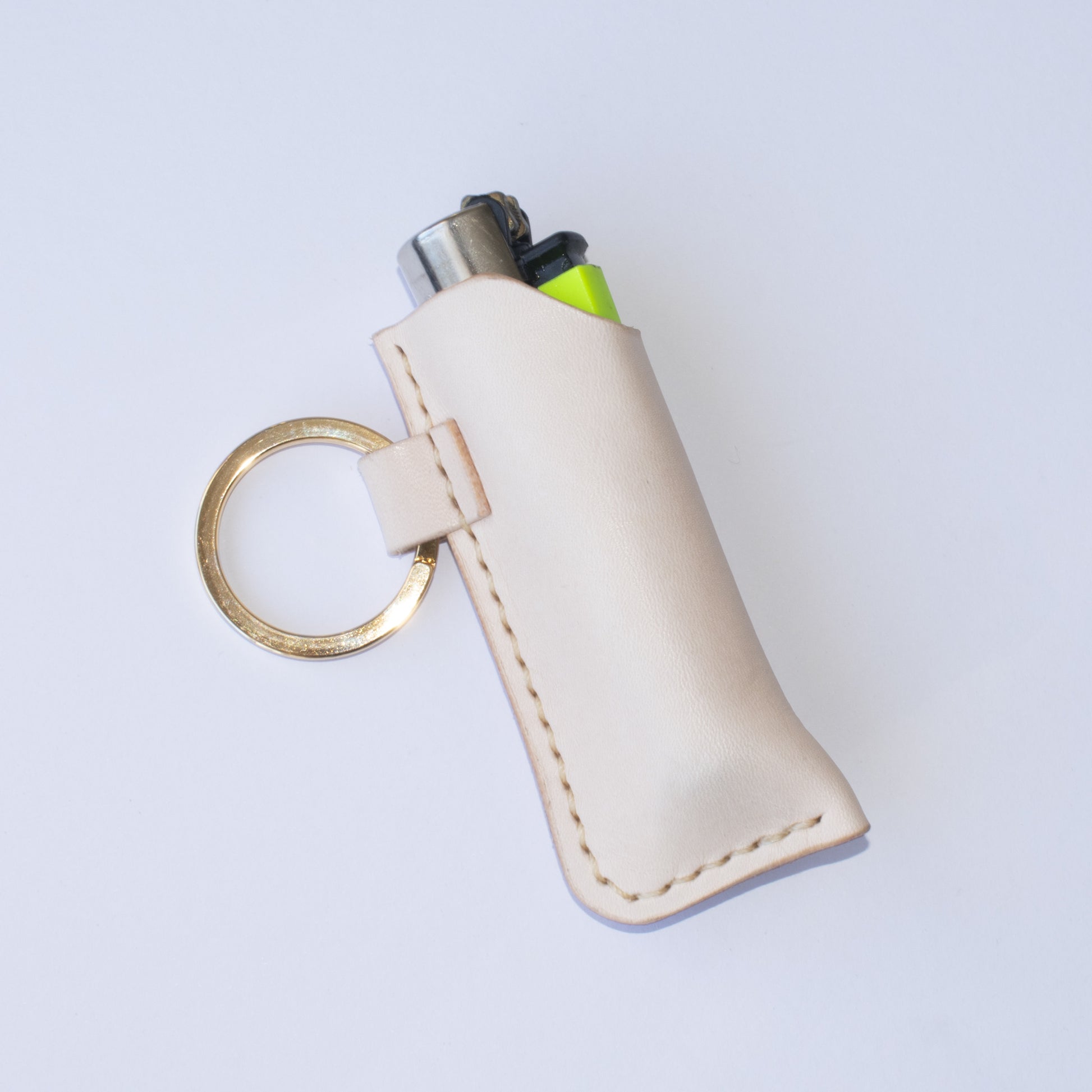Natural Leather Lighter Case Front View