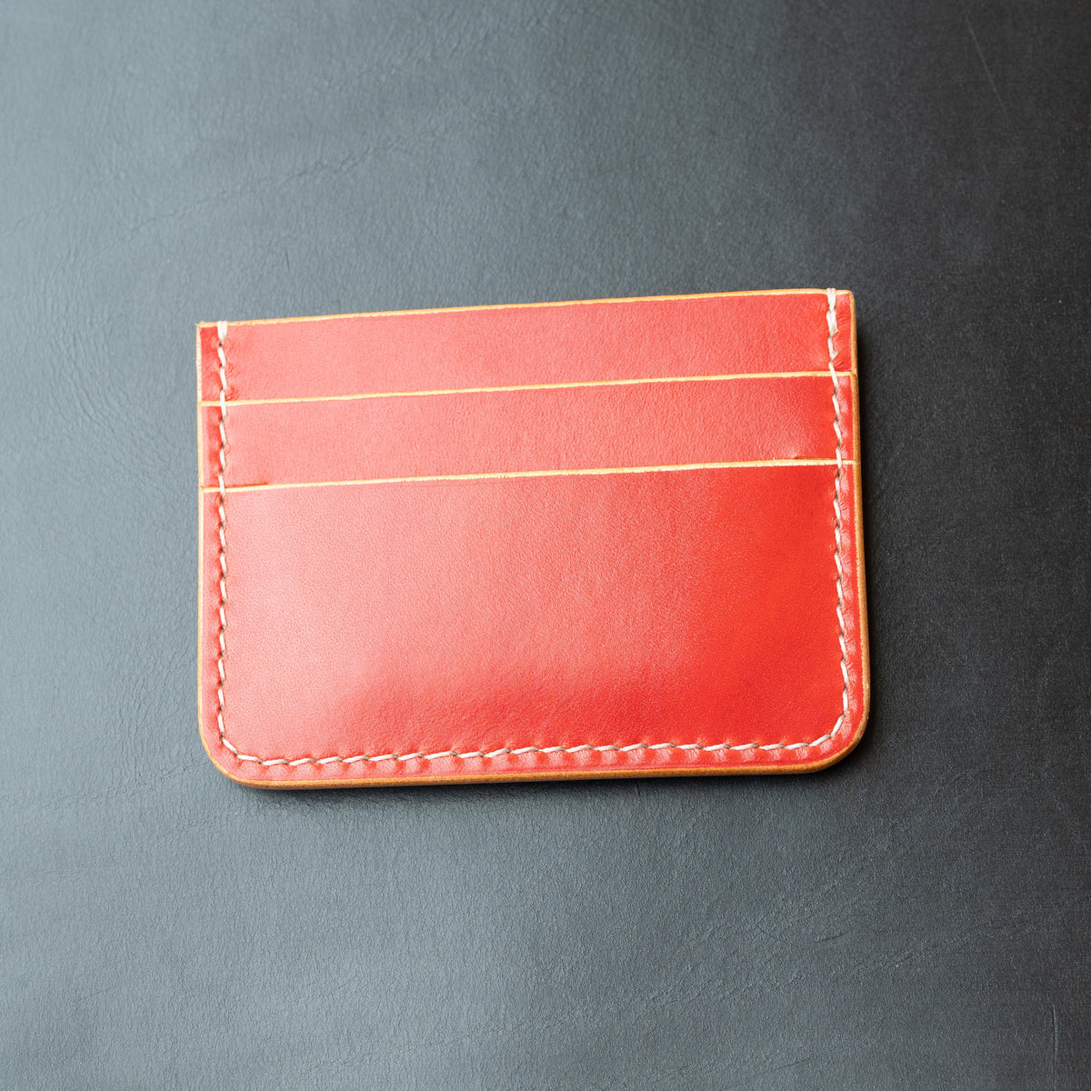 5 Pocket Card Holder / Red / White Thread